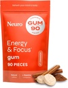 NeuroGum 에너지 & 초점 껌 (천연, 90 조각) | 40mg 자연적인 카페인 + L-Theanine + 비타민 B12 & B6 + Xylitol | 설탕 자유로운 Nootropic Cognitive 두뇌 성과 보충교재