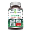 Amazing Formulas Melatonin Chewable Supplement | 5 Mg Per 서빙 | 250 타블렛 | Non-GMO | 글루텐 프리 | 미국 (딸기)