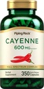 배관 락 카이엔 페퍼 캡슐 | 600mg | 350 개 | 농축 추출물 보충 | 비 GMO, 글루텐 프리
