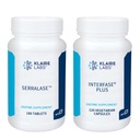 Klaire Labs Interfase Plus (120 캡슐) + Serralase (180 정제) - 멀티 효소, Serratia Peptidase & Bromelain 'Digestive Enzymes - 위장 시스템, Gut Flora, Biofilm & Detox