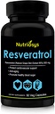 Resveratrol 500mg 보충교재 | 산화 방지제 지원 & 세포질 건강을 위한 Resveratrol 캡슐 | 남자 & 여자를 위한 영양 보충교재 | 일반 웰니스를 위한 90의 볼트 캡슐