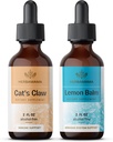 Herbamama 액체 드롭 키트 - 고양이의 클로 추출물 2 fl oz 및 레몬 Balm Tincture 2 fl oz - Vegan 초본 보충 액체 추출물 - 비 GMO, 설탕 및 알코올 - 무료 2 팩