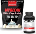Myogenix Liver Support Supplement & Myolean Vanilla Whey Protein - 40g High-Protein Whey가있는 고급 라이브 건강 및 근육 회복 - Detox, 성장 및 성능 지원