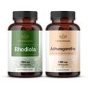 HERBAMA Rhodiola Rosea 및 Ashwagandha 키트 - 1000 mg Rhodiola Rosea 캡슐 및 1500 mg Ashwagandha 뿌리 캡슐의 번들 - Vegan, Non-GMO, Gelatin-Free - 2 팩