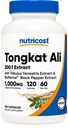 Nutricost Tongkat Ali 1,000mg 120 캡슐 - Tribulus Terrestris 및 BioPerine, 채식 모자, 비 GMO, 글루텐 무료, 유력한 추출물