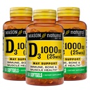SON NATURAL 비타민 D3 25 mcg (1000 IU), Bone & Immune 지원, 물고기 생강에서, 60 Softgels (3의 포장)