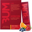 RAW Electrolytes Powder Hydration Drink Mix Packets, BUM Hydrate (Fruit Punch, 20 서빙) - Electrolyte Hydration Packets 근육 기능 및 내구시간 지원 - Keto Free Electrolytes Powder Packets