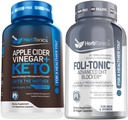 Herbtonics Apple Cider Vinegar 캡슐 플러스 Keto BHB | 여성 및 남성을위한 뚱뚱한 가열기 및 체중 감소 보충교재 - Foli-Tonic DHT 차단제 & 탈모 보충교재 | 더 얇은 처리