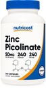 Nutricost 아연 Picolinate 50mg, 240 채식 캡슐 - 글루텐 무료 및 비 GMO (240 모자)