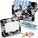 Pill 주최자 케이스, 주간 여행 알약 케이스 Medication Reminder 매일 AM, 일 밤 7 격실, 4 시간 A 일 동안, 7 일 주 포함 우아한 인쇄된 가죽 나르는 케이스