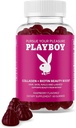 Playboy - Collagen + Biotin Beauty Boost Gummies for Hair, Skin, Nails & Lashes (60 Gummies) - 라즈베리 맛 Biotin & Collagen Supplement for Women & Men - Non-GMO, Gluten Free, Nut Free Gummy