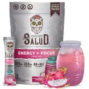 Salud 2-in-1 에너지 음료 분말 + 초점, 드래곤 과일, 유기 카페인, B6 + B12, Theanine, 청정 에너지 음료 패킷, Pitaya Agua Fresca Mix, Non-GMO, Gluten Free, Vegan, 설탕 1g, (15 서빙)