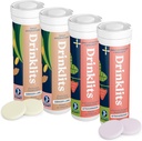 Drinklits Ginger-Lime Hydration Electrolytes & Strawberry Immune 지원 태블릿 (4) 튜브 콤보 팩 | 훌륭한 맛 – 글루텐 무료 – 매일 사용 | 4 팩 (40 인분)