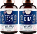 WINDSOR BOTANICALS Prenatal DHA 및 Folic 산이있는 여성을위한 철 알약 - Prenatal 비타민 번들