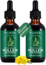 Lungs 건강을 위한 2 PC 유기 액체 Mullein 추출물 보충교재 - 채식주의자, 건강 지원을 위한 첨가물Bronchial Cleanse 없음- 2개 fl oz Mullein 하락