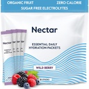 Nectar Hydration Packets - Electrolytes Powder Packets - Sugar 또는 Calories - Dehydration Relief 및 Rapid Rehydration 용 유기 과일 액체 매일 IV Hydrate Packets (베리 18 팩)