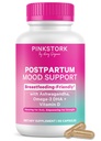 핑크 Stork Postpartum Mood 지원 - 여성을위한 Postnatal 호르몬 균형 - Breastfeeding Friendly - 스트레스 및인지 지원, 새로운 엄마 Essentials - Ashwagandha, Chamomile, & Vitamin D, 60 캡슐