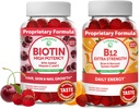 Lunakai Biotin와 비타민 B12 Gummies 번들 - 비타민 C와 E를 가진 머리 피부와 못 성장 Gummies - 에너지 지원과 뼈 건강을 위한 비 GMO & Vegan 보충교재 - 30 일 공급