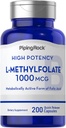 Piping Rock L Methylfolate 보충교재 | 1000 mcg | 200의 캡슐 | Folic 산의 활동적인 모양 | Non-GMO의 글루텐 자유로운