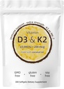 비타민 D3 K2 보충교재, 10000 IU D3 + 200 MCG K2, 300 Softgels, 비 GMO, 글루텐 자유로운
