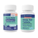 WELMATE 야간 웰니스 번들: 최대 힘 Guaifenesin 1200mg Mucus 기복 (100 Ct) & Doxylamine 호박색 25mg 잠 원조 (200 Ct)|완성 수면을 위한 장시간 기복