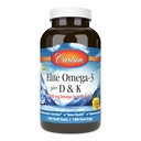 Carlson - 엘리트 Omega-3 플러스 D & K, 700 mg Omega-3s + D3 & K2의 기능, 뼈 건강 & 면역 지원, 레몬, 180 Softgels