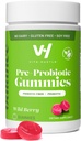 VitaHustle Pre + Probiotic Gummies, Vegan, Gut Health, Digestion, Bloating, Relief, Immune Support, 낮은 설탕, 식물 기반, 비 GMO, 베리 맛, 50 조사