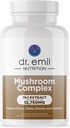 DR. EMIL NUTRITION 10 Mushroom Supplement for Mental Clarity, Focus & Immune Support - Lions Mane Extract, Cordyceps, Turkey Tail 및 기타 기능 버섯 Nootropic 보충