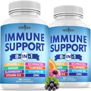Echinacea, 비타민 C 및 아연 50mg, 비타민 D 5000 IU, Turmeric Curcumin & Ginger, B6, Elderberry 120 조사를 가진 1개의 Immune 지원 부스터 보충교재에 있는 새로운 AGE 8 (팩 2)