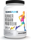 Runner Protein (Vanilla) - 음료 및 쉐이크 용 식물 기반 단백질 분말 - 9 Essential Amino Acid가있는 21g Protein - Post-Running Workout - GMP 인증 실행 보충 - 30 서빙