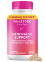 여성을위한 핑크 Stork Menopause 지원 - 핫 플래시, 무드, 수면, 무게, Cortisol & Hormonal Balance - Vegan, 에스트로겐없는 Perimenopause 구호 - Ashwagandha, Maca - 60 캡슐