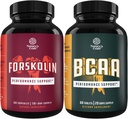 자연적인 전 운동의 뭉치 Forskolin 보충교재와 분지 사슬 아미노산 보충교재 - 자연적인 에너지 승압기 및 운동 보충교재 - Vegan BCAA 캡슐 포스트 운동 근육 회복
