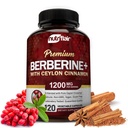NutriFlair 프리미엄 Berberine HCL 1200mg, 120 캡슐 - 플러스 순수 True Ceylon Cinnamon, Berberine HCI 뿌리 보충제 알약 - 면역 체계 - Optimal 8 % HCl을 수확