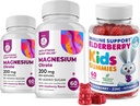 아이와 마그네슘 200 mg Gummies Sugar-Free를 위한 Elderberry Gummies - 건강한 면역 체계 승압기 및 건강 지원 Magnesium Calm Chews를 가진 Elderberry 추출물과 아이 & 성인 설탕 자유로운