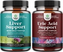 Liver Cleanse Detox & Repair의 번들 - Dandelion Root & Artichoke Extract 및 Uric Acid Cleanse & Detox 용 Green Coffee Bean Extract와 Silymarin Milk Thistle - Turmeric Tart Cherry & Celery Seeds