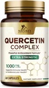 Quercetin 보충교재 1000mg - Immune, 세포질, 호흡 & 계절 변화를 위한 자연적인, 식물 기초를 두는 지원 - Sophora Japonica에서 여분 힘 Quercetin Dihydrate - 60의 Veggie 캡슐