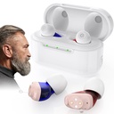 충전식 OTC 보청기 - 16 채널 및 4 모드 소음 취소, 성인 충전 케이스가있는 보이지 않는 In-Ear 장치 보청기