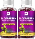 (2 팩 Elderberry Gummies & Irish Sea Moss, Seamos, 아연, 비타민 C, D3, Multivitamin Elderberry 비타민과 유기 Sambucus Elderberry 거미 - 설탕 - 무료