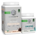 Sunwarrior Creatine Powder & Vanilla Active Organic Protein Powder Set | 번들 및 저장 | Vegan Protein Plus Unflavored Creatine Monohydrate (60 인분, 20 인분)