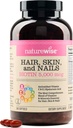 NatureWise Hair Skin and Nails Vitamin, Biotin 5000mcg w/Hyaluronic Acid, C, B Complex, D3, A, E, Iron - Non-GMO, Gluten Free - 540 Softgels[6-Month Supply]를 가진 여성을 위한 교원질