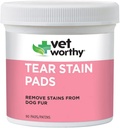 개를위한 Vet Worthy Tear 얼룩 패드 - 솔루션 Soaked 패드 - Dogs Fur - Gentle 및 Safe - 90 패드에서 Stains 제거.