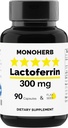MONOHERB Lactoferrin 캡슐 당 300 mg - 90 채식 캡슐 - 미국에서 만드는