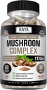 Kaya Naturals Premium Mushroom Complex Potent - 버섯 복합 캡슐 1330mg 서빙 - Aids Mental Clarity 지원 면역 체계, 웰빙 및 활력 - 60 조사