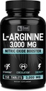 Zeal Naturals L Arginine 3000mg 캡슐 (150 정제 | 1000mg) 근육 성장, 혈관 기능 및 에너지 지원을위한 최대 복용량 L-Arginine Nitric 산화물 보충 - Nitric 산화물 부스터