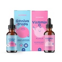 JoySpring Genius Drops & Vitamin C - 학교 백업 번들 | 어린이 비타민 Naturally Sourced, Non-GMO, Non-Alcoholic Liquid Formula, Immunity Health Support | 채식 및 채식 장애