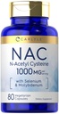 Carlyle NAC 보충 N-Acetyl Cysteine 1000mg | 80 캡슐 | 셀레늄 및 몰리브덴 | 채식주의, 비 GMO 및 글루텐 무료