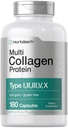 Horbäach 다 교원질 단백질 2000 mg | 180의 캡슐 | 가수 분해 교원질 유형 I, II, III, V, X | Keto & Paleo 친절한, 비 GMO, 글루텐 자유로운 보충교재