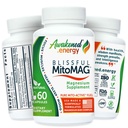 Blissful MitoMag – 300mg Elemental 마그네슘 복합체 : Mg Glycinate, Mg BHB - 수면 근육 계류 에너지 Cognitive 초점 Calm - 모든 자연, 미국 제작, 첨가물 없음 - 60 Vegan 캡슐 보충