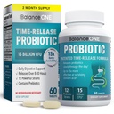 여성 및 남성을위한 균형 ONE Probiotic - 15x Survivability에 대한 Time-Release Tablets - L. Plantarum & L. Acidophilus - Gut & Digestive Health Support - 60 정제