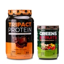 Nutrology TRIPACT Protein Powder, 7-in-1 식사 교체 Shake, 크림 초콜릿 (40 인분) 그린 & 과일 분말-자연적으로 Sourced Superfood, 초콜릿 (30 인분)
